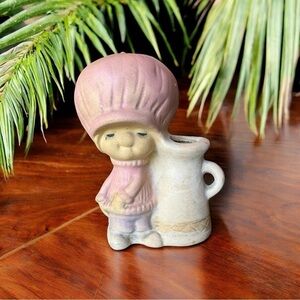 Vintage UCTCI Japan Ceramic “Poppet” Girl Bud Vase Figurine – 1970s